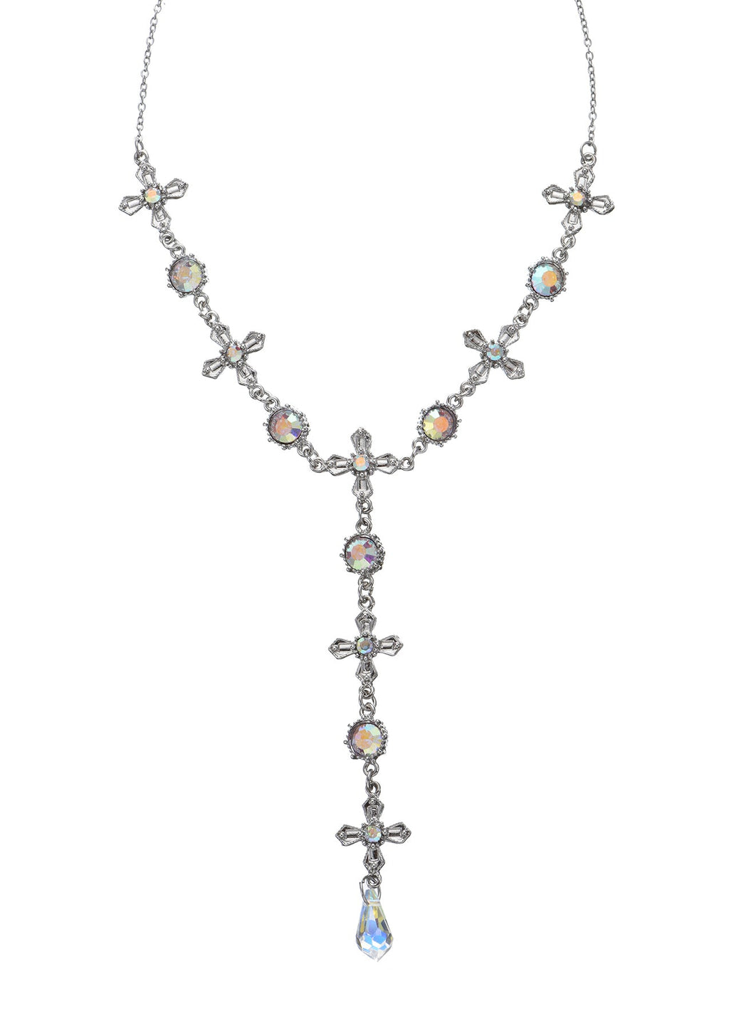 Meer Glitzerndes Kreuz Silber Lariat Halskette