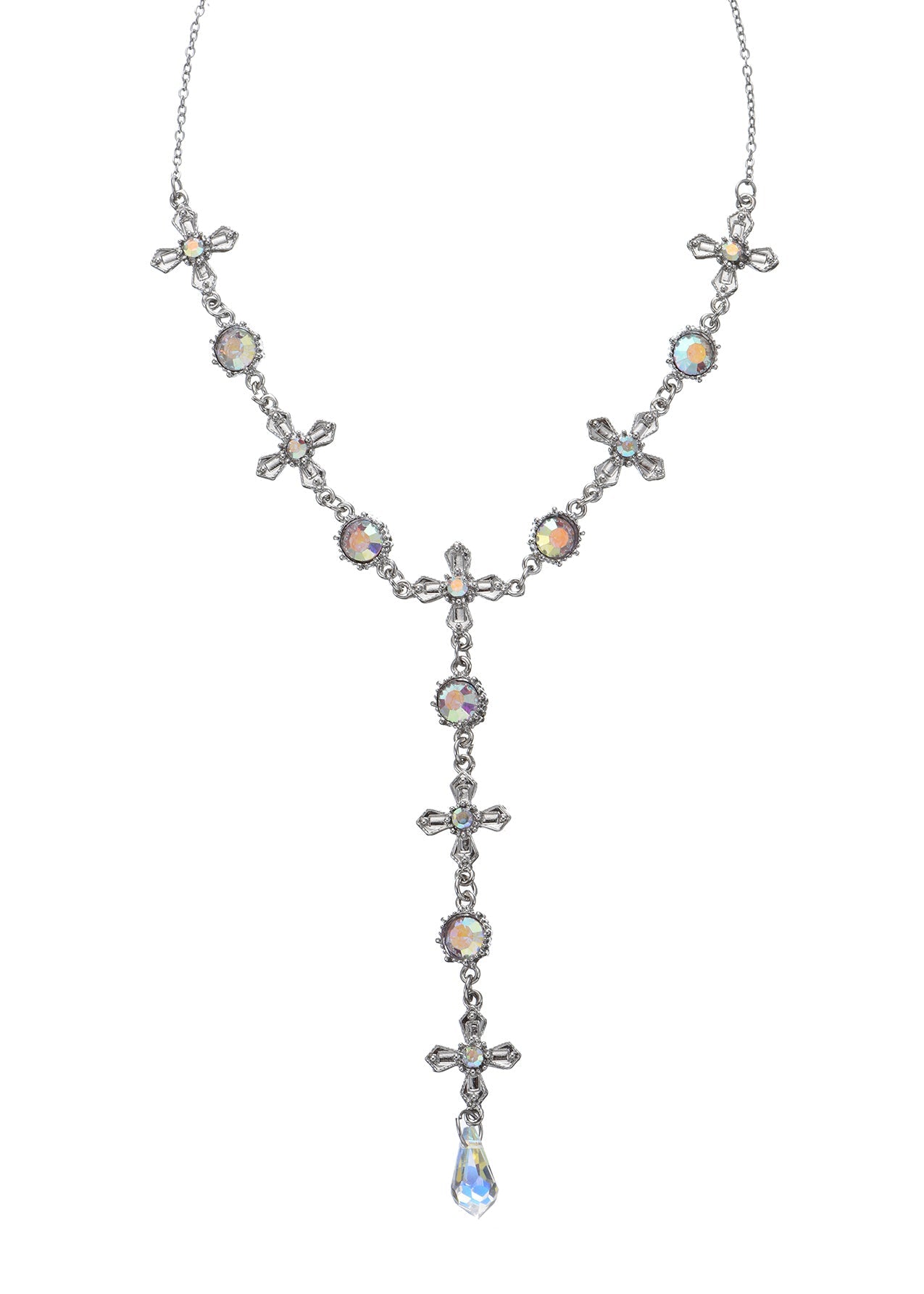 Meer Glitzerndes Kreuz Silber Lariat Halskette