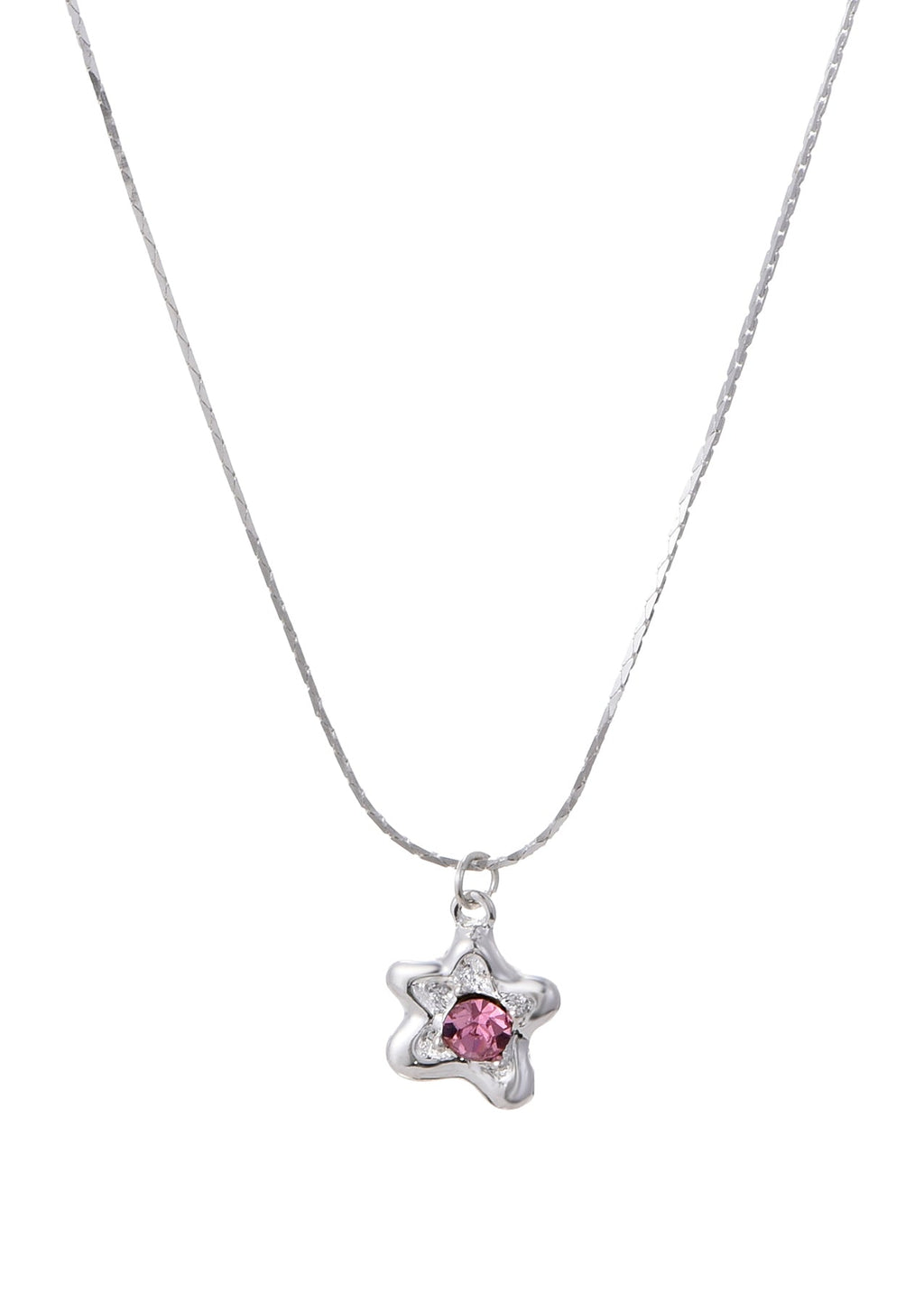 Phyllis – Silberne Halskette mit rosa Stern