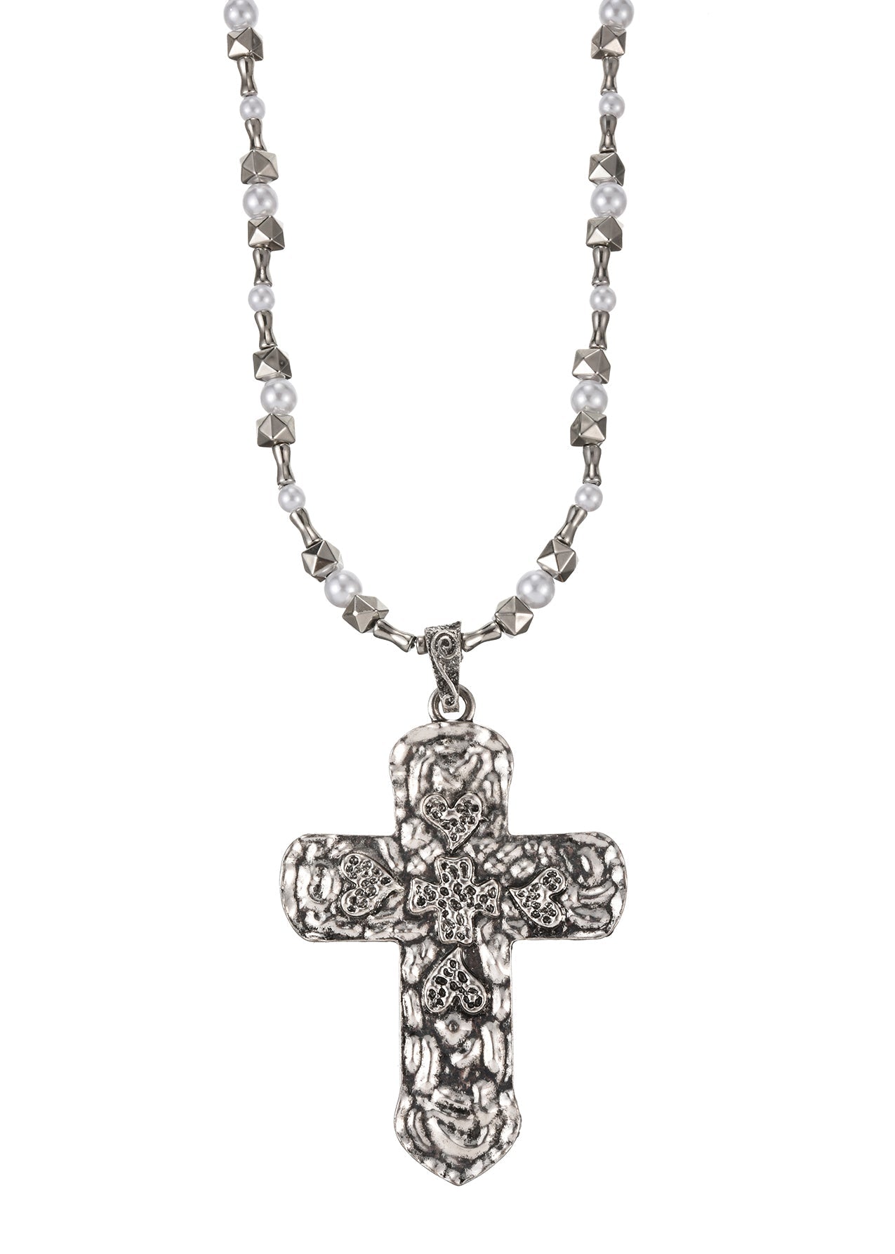 Collana lunga in argento con grande croce Ursula