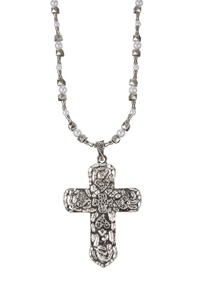 Collana lunga in argento con grande croce Ursula