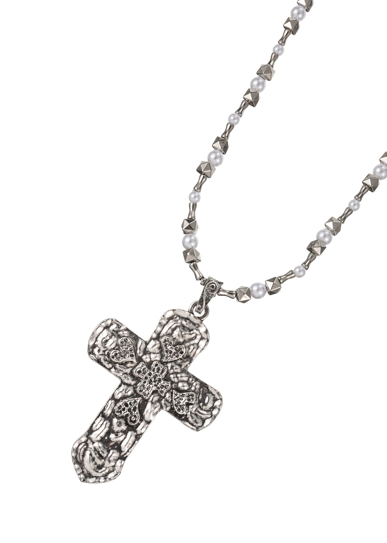 Collana lunga in argento con grande croce Ursula