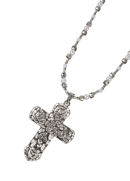 Collana lunga in argento con grande croce Ursula