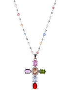 Geraldine Bunte Kristallkreuz-Goldkette