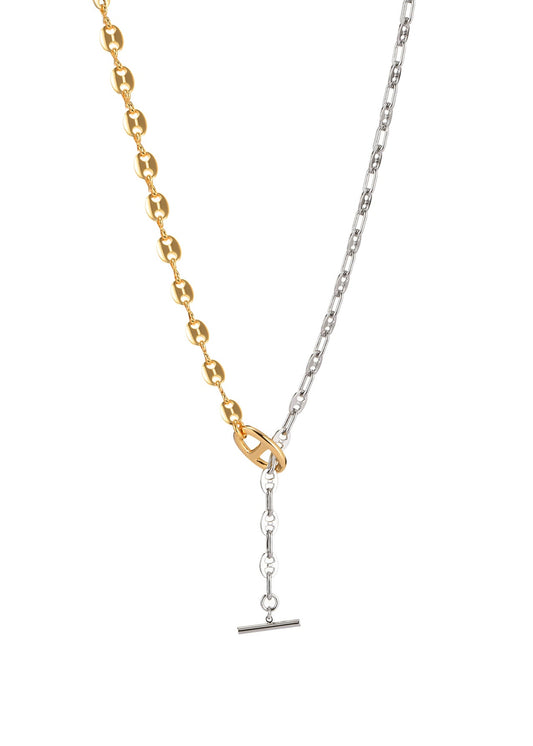 Une Vie Double Silver Golden Chain Necklace