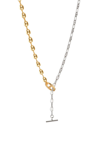 Une Vie Double Silver Golden Chain Necklace