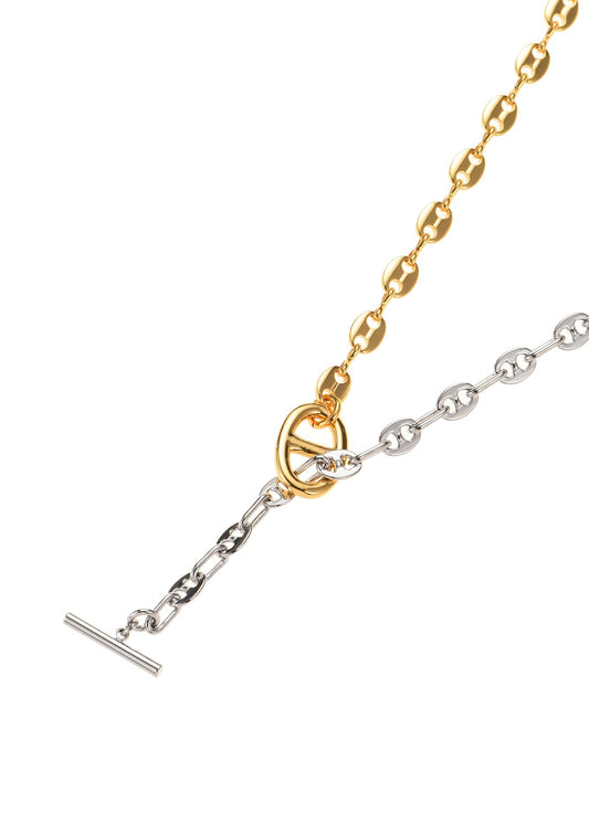 Une Vie Double Silver Golden Chain Necklace