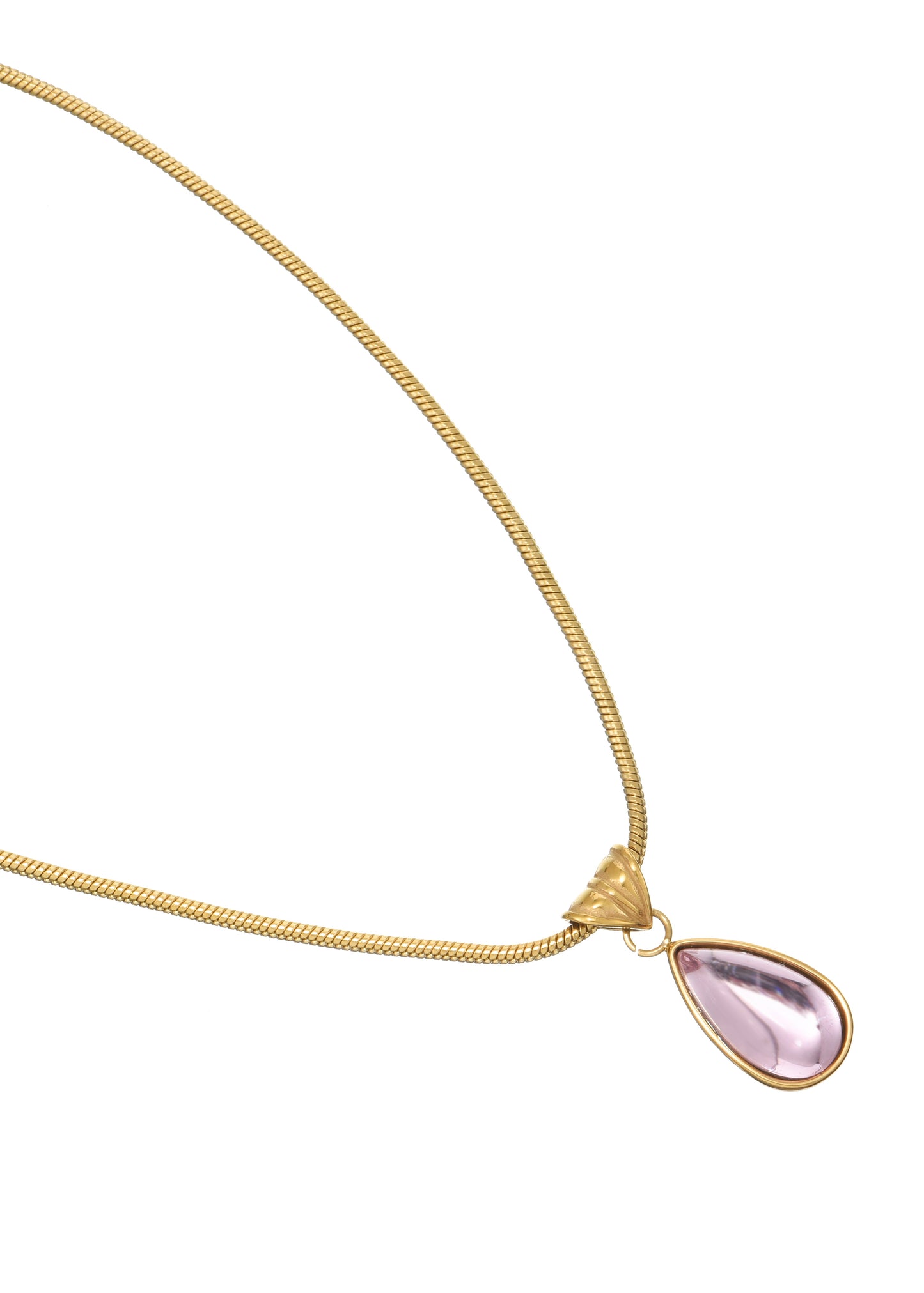 Rosalia Halskette mit rosa Steinen und Wassertropfen, golden