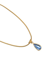 Rosalia Blauer Stein Wassertropfen Goldene Halskette