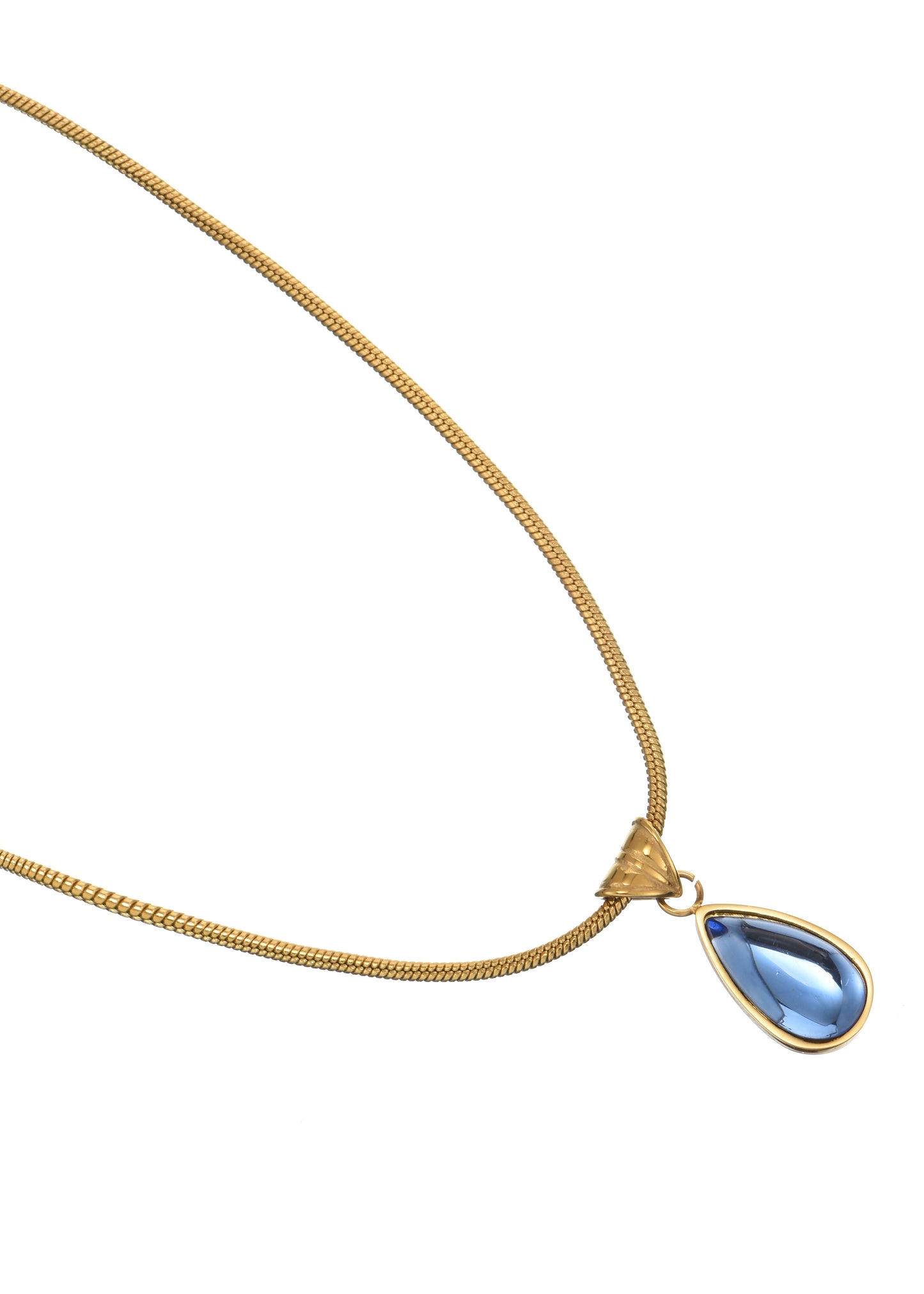 Rosalia Blauer Stein Wassertropfen Goldene Halskette