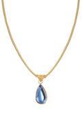 Rosalia Blauer Stein Wassertropfen Goldene Halskette