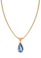 Rosalia Blauer Stein Wassertropfen Goldene Halskette