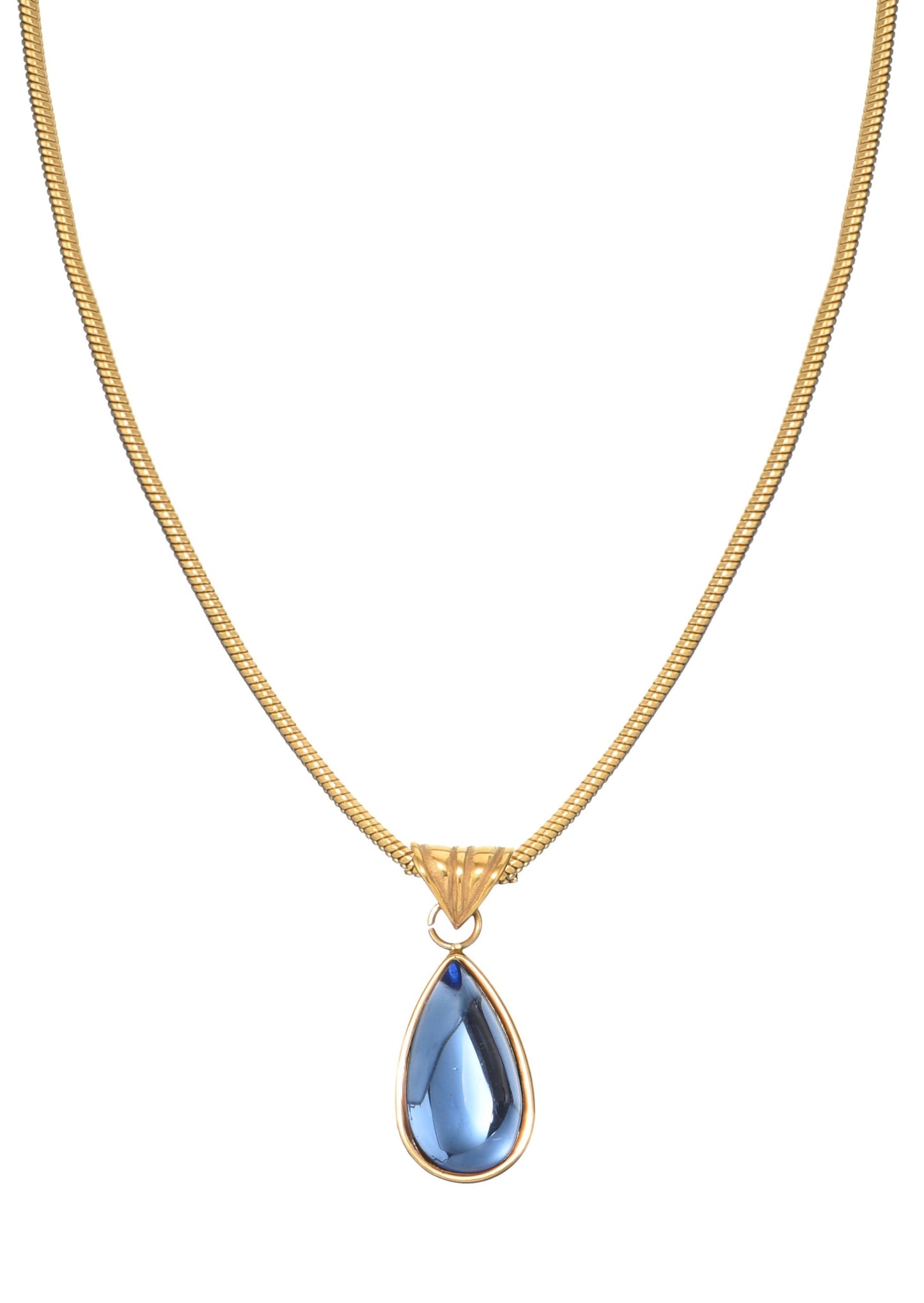 Rosalia Blauer Stein Wassertropfen Goldene Halskette