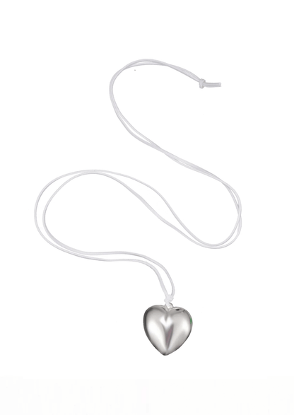 Collana a forma di cuore in velluto bianco Isabelle