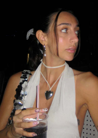 Collana a forma di cuore in velluto bianco Isabelle