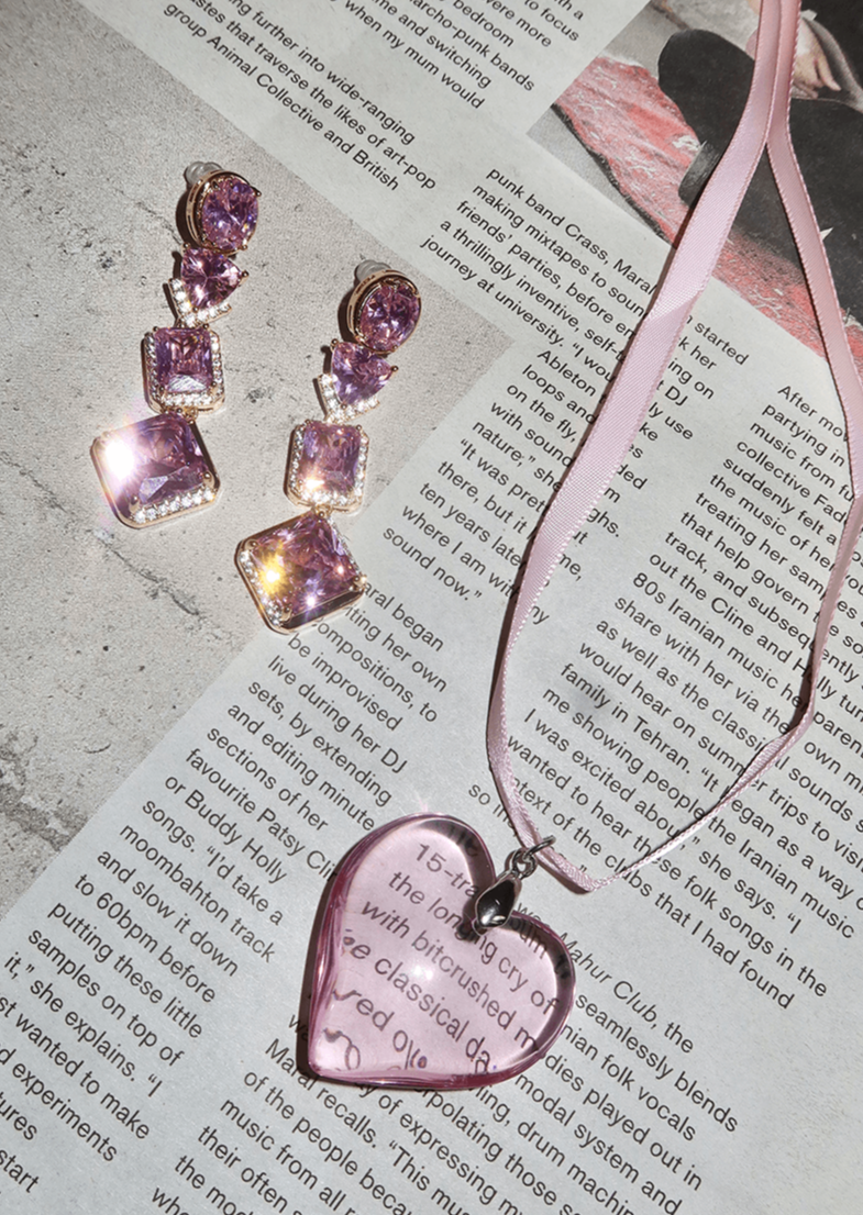 Isabelle Pink Dream Herz-Halskette aus Samt