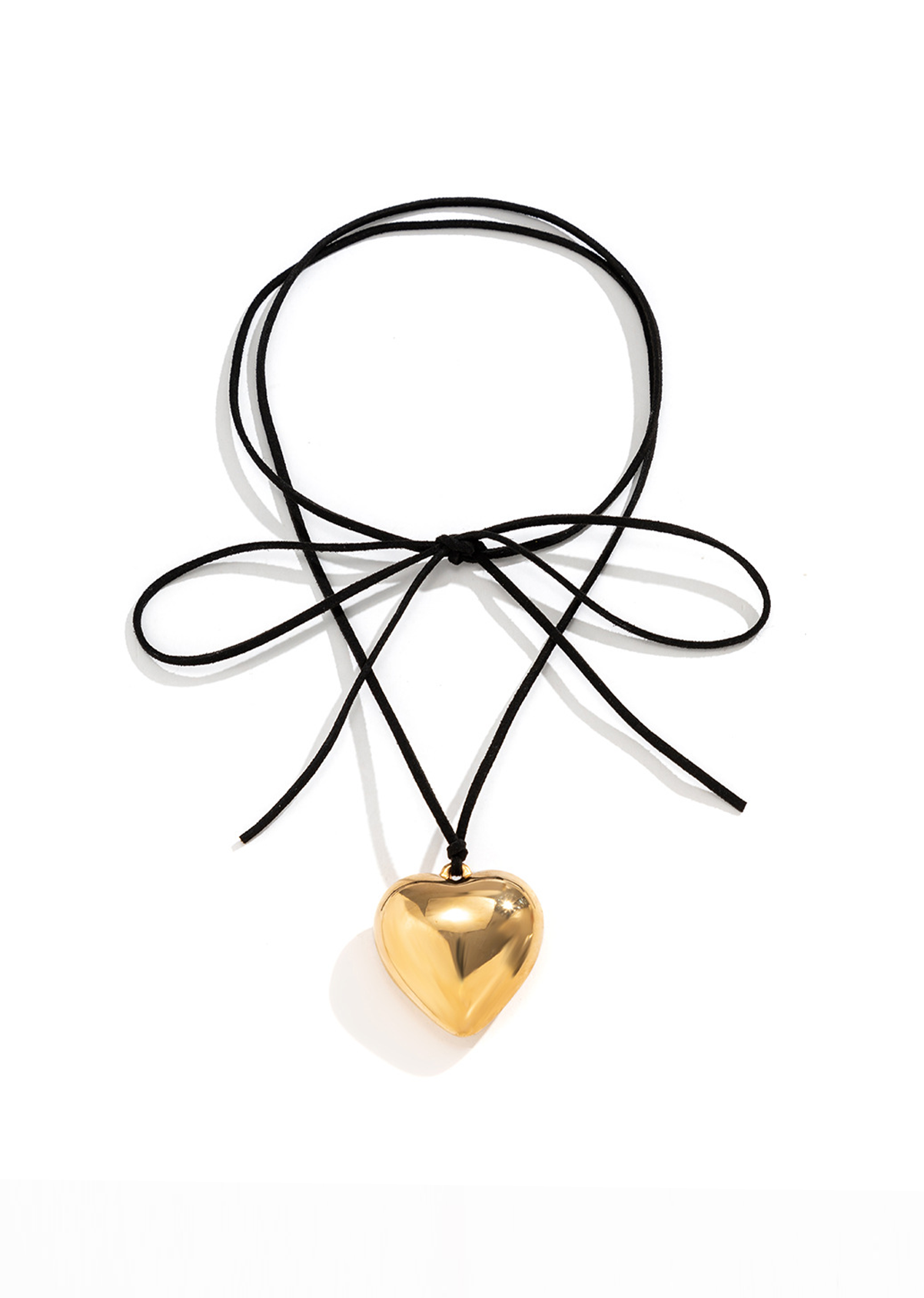 Collana a forma di cuore in velluto dorato Isabelle