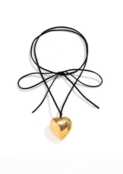Collana a forma di cuore in velluto dorato Isabelle