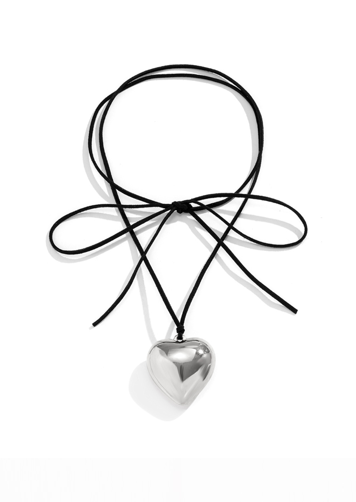 Collana a forma di cuore in velluto argento Isabelle