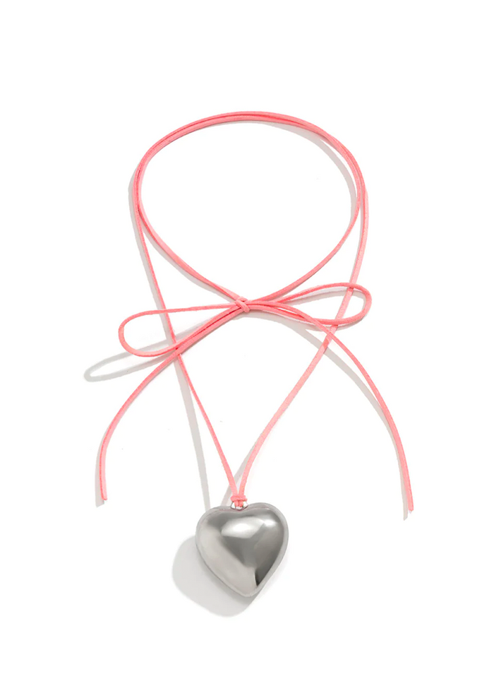 Collana a forma di cuore in velluto argento Isabelle