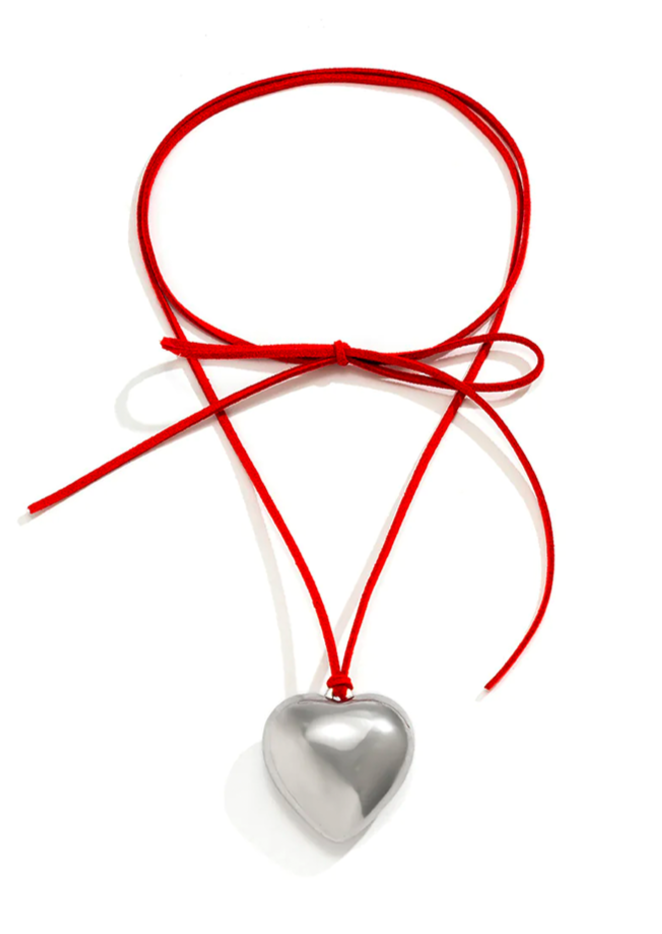 Isabelle Rote Kette Silber Halskette