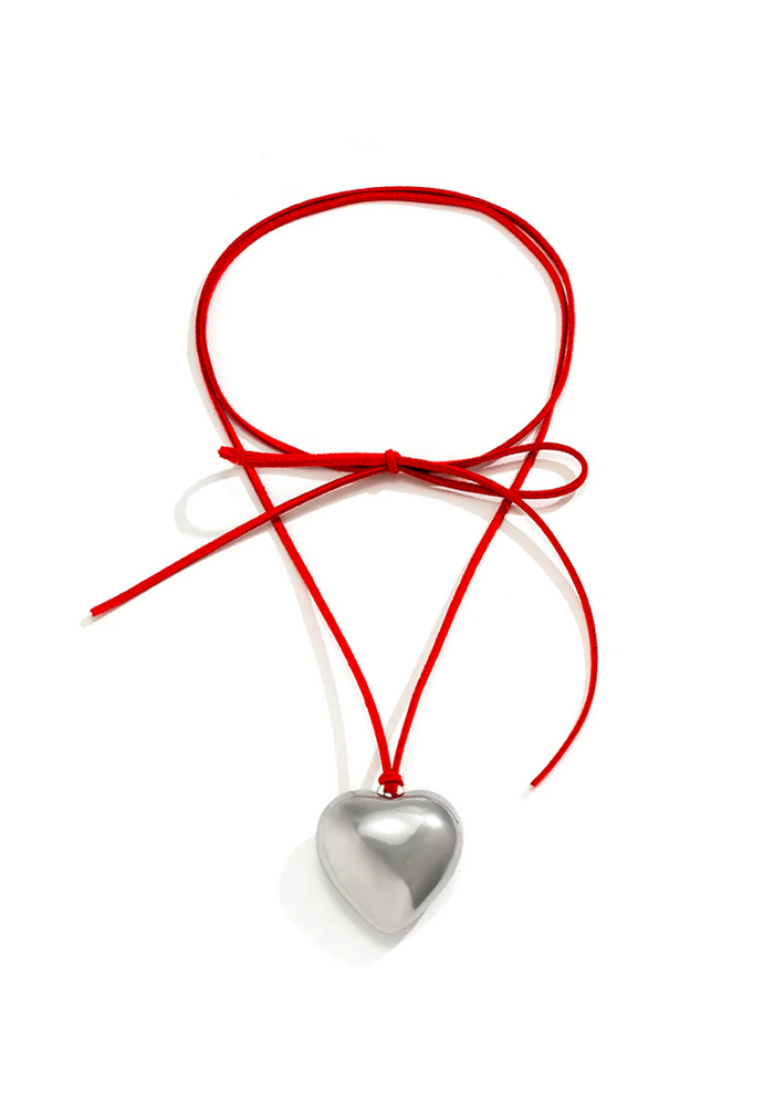 Collana a forma di cuore in velluto argento Isabelle