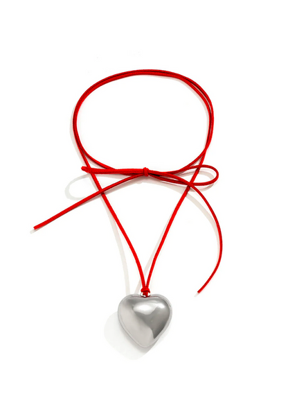 Collana a forma di cuore in velluto argento Isabelle