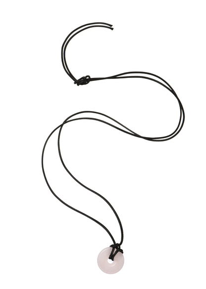 Collana con cordino con ciondolo - Amore (quarzo rosa)