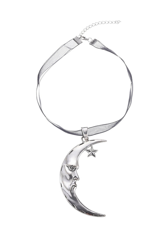 Lunar Eclipse Moon Silver Necklace