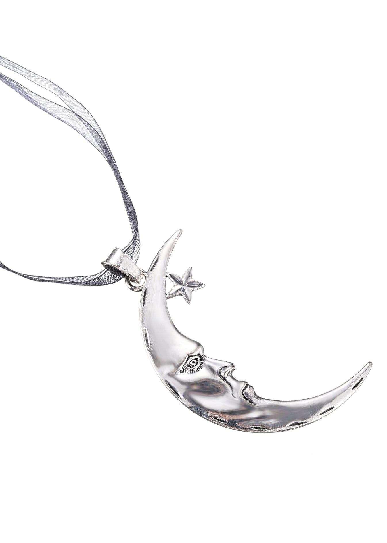 Lunar Eclipse Moon Silver Necklace