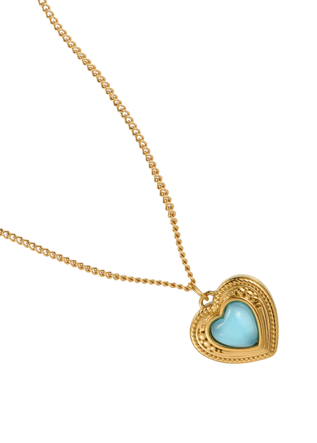 Collana dorata con cuore blu di Augusto