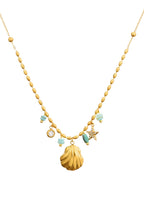 Sid Sea Shell Sommer Blau Goldene Halskette