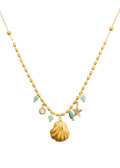Sid Sea Shell Sommer Blau Goldene Halskette