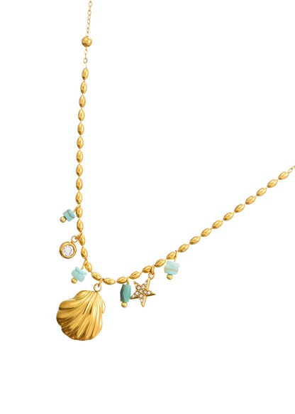 Collana Sid Sea Shell Summer Blue Golden