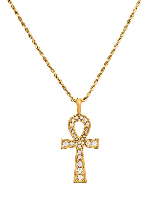 Glitzernde goldene Ankh-Halskette
