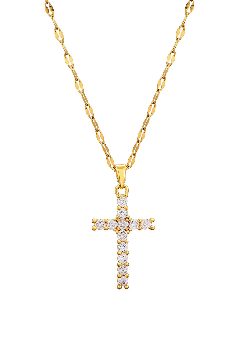 Grace Glitzerndes Kreuz Goldene Halskette