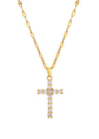Grace Glitzerndes Kreuz Goldene Halskette