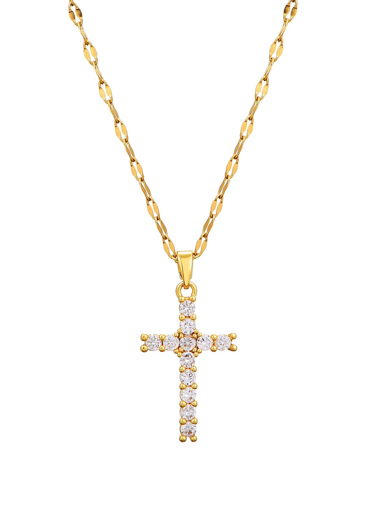 Grace Glitzerndes Kreuz Goldene Halskette
