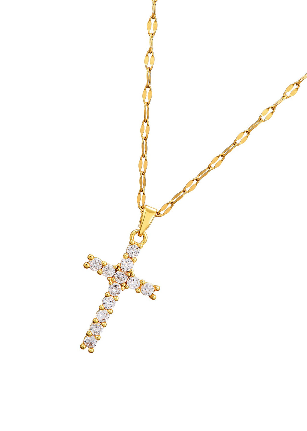 Grace Glitzerndes Kreuz Goldene Halskette