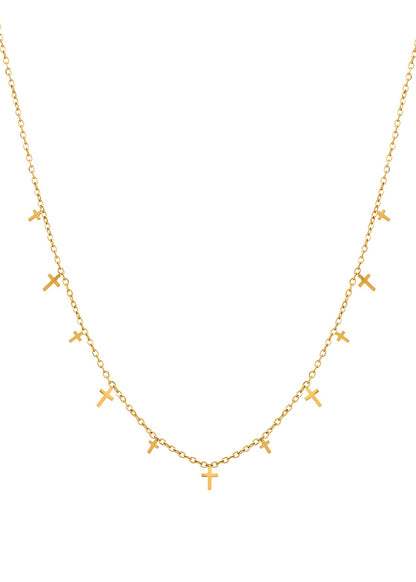 Mina Mini Cross Golden Chain Necklace