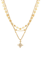 Dreilagige goldene Halskette mit Stern