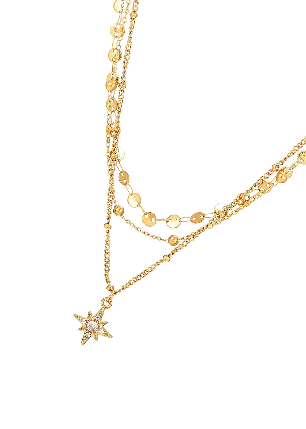 Dreilagige goldene Halskette mit Stern