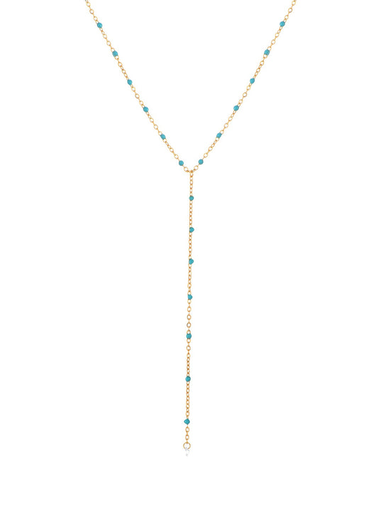 Petit Zoe Türkisblaue goldene Lasso-Halskette
