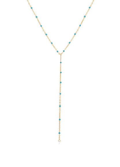 Petit Zoe Türkisblaue goldene Lasso-Halskette