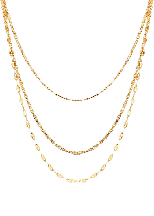 Collana semplice con catena dorata a tre strati