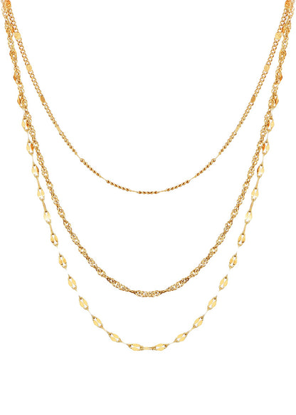 Simple Trio-Layer Golden Chain Necklace
