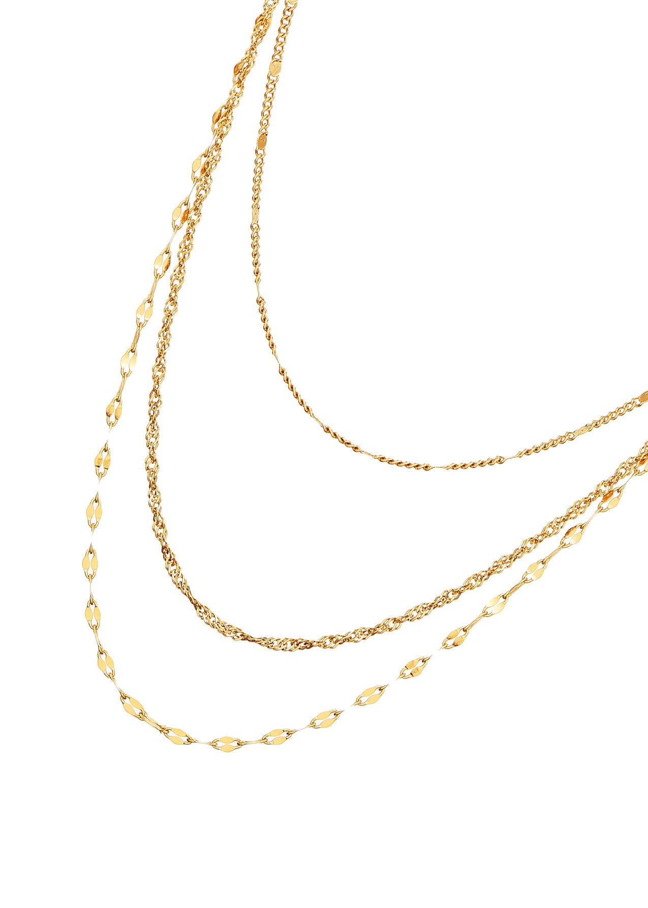 Schlichte dreilagige goldene Halskette