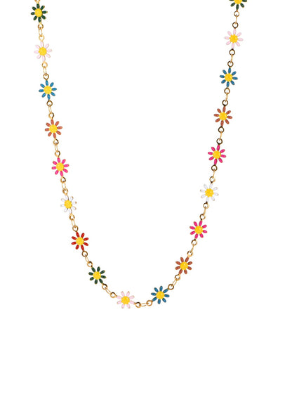 Collana dorata con fiore di margherita Erica colorata