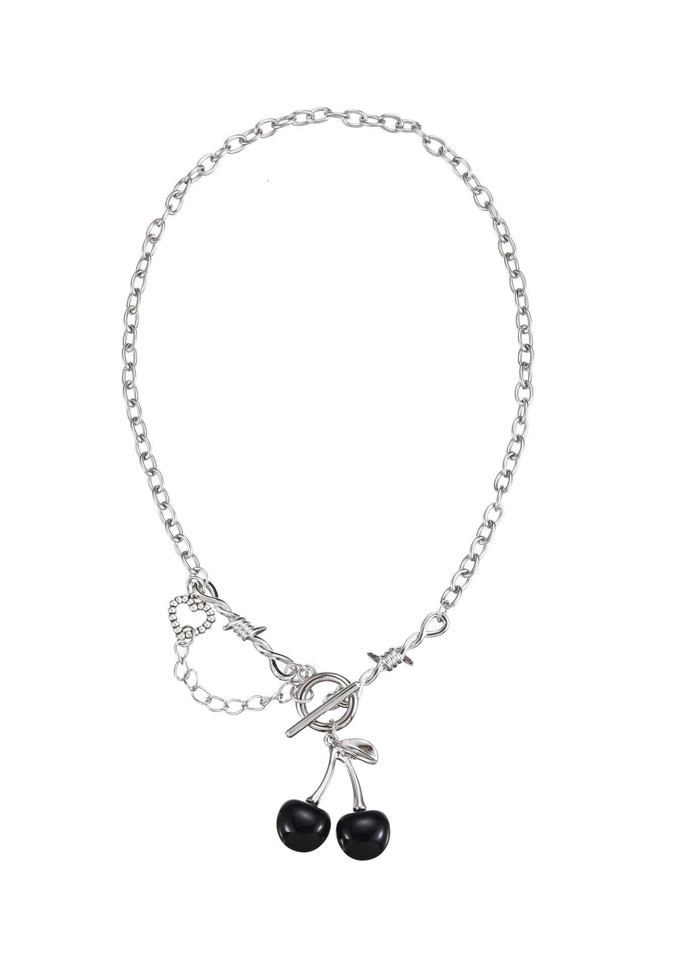 Collana in argento con giardino di ciliegie nere