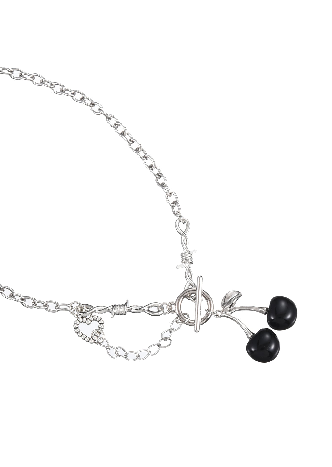 Collana in argento con giardino di ciliegie nere
